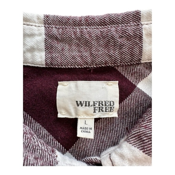 Aritiza | Wilfred Free Button Up Long Sleeves Checkered Flannel Burgundy Size L - Picture 6 of 11
